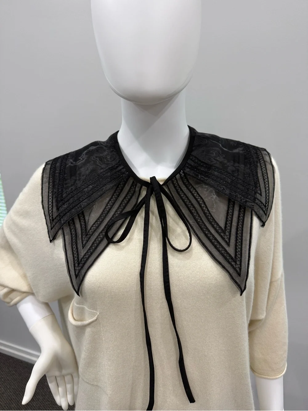 Black Lace Detachable Collar Tie Necklace